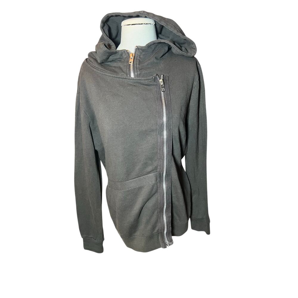 ALLSAINTS Miller Hoodie Asymmetrical Zipper dark Gray Women grunge streetwear 8